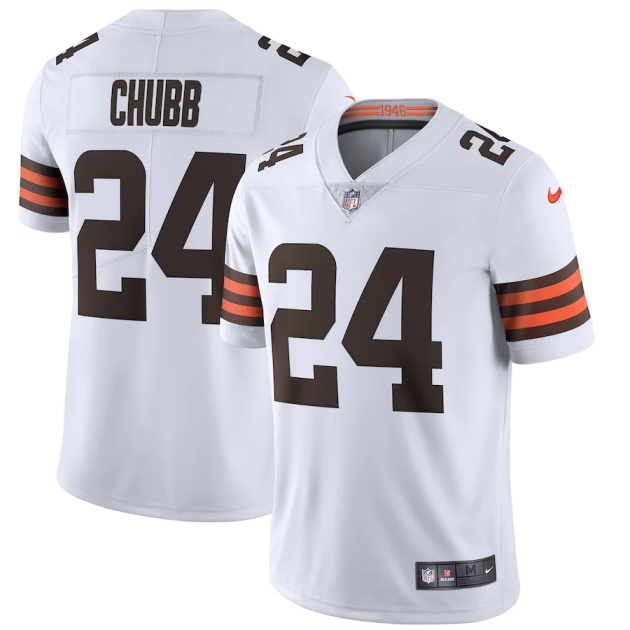 mens nike nick chubb white cleveland browns vapor limited jersey